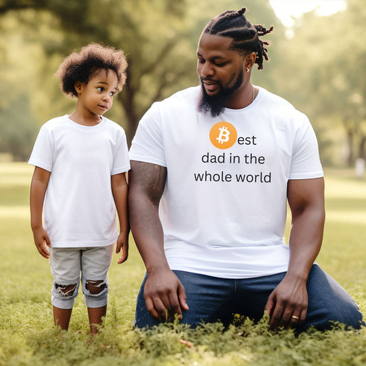 Bitcoin Best Dad in the whole world white t-shirt - fathers day gift