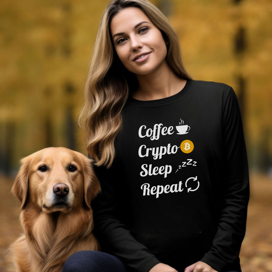 Coffee, Crypto, Sleep, Repeat - Bitcoin - Long Sleeve Shirt