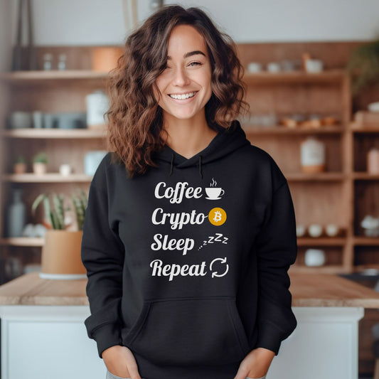 Coffee, Crypto, Sleep, Repeat - Bitcoin - Light Weight Hoodie