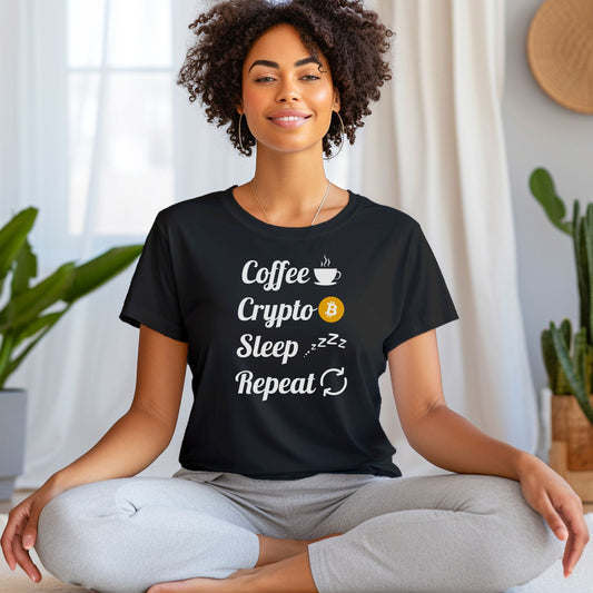 Coffee, Crypto, Sleep, Repeat - Bitcoin - Short Sleeve Shirt