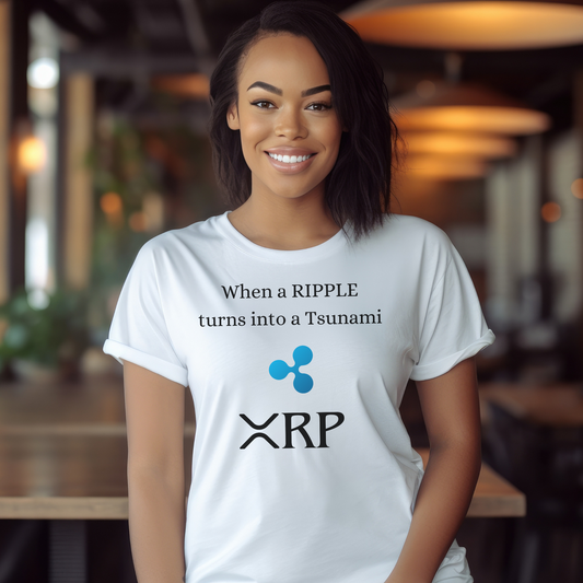 XRP Ripple - When a RIPPLE turns into a Tsunami - White Short Sleeve Crypto Shirt