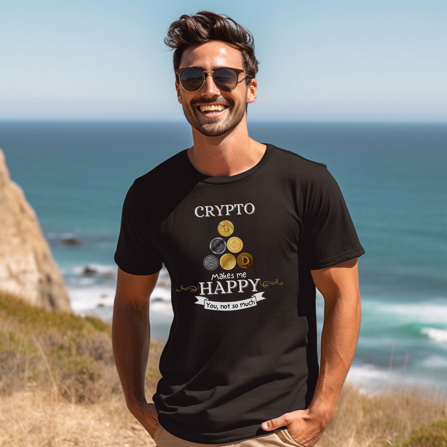 Crypto Makes Me Happy. You, Not So Much - Black Short Sleeve Crypto Shirt