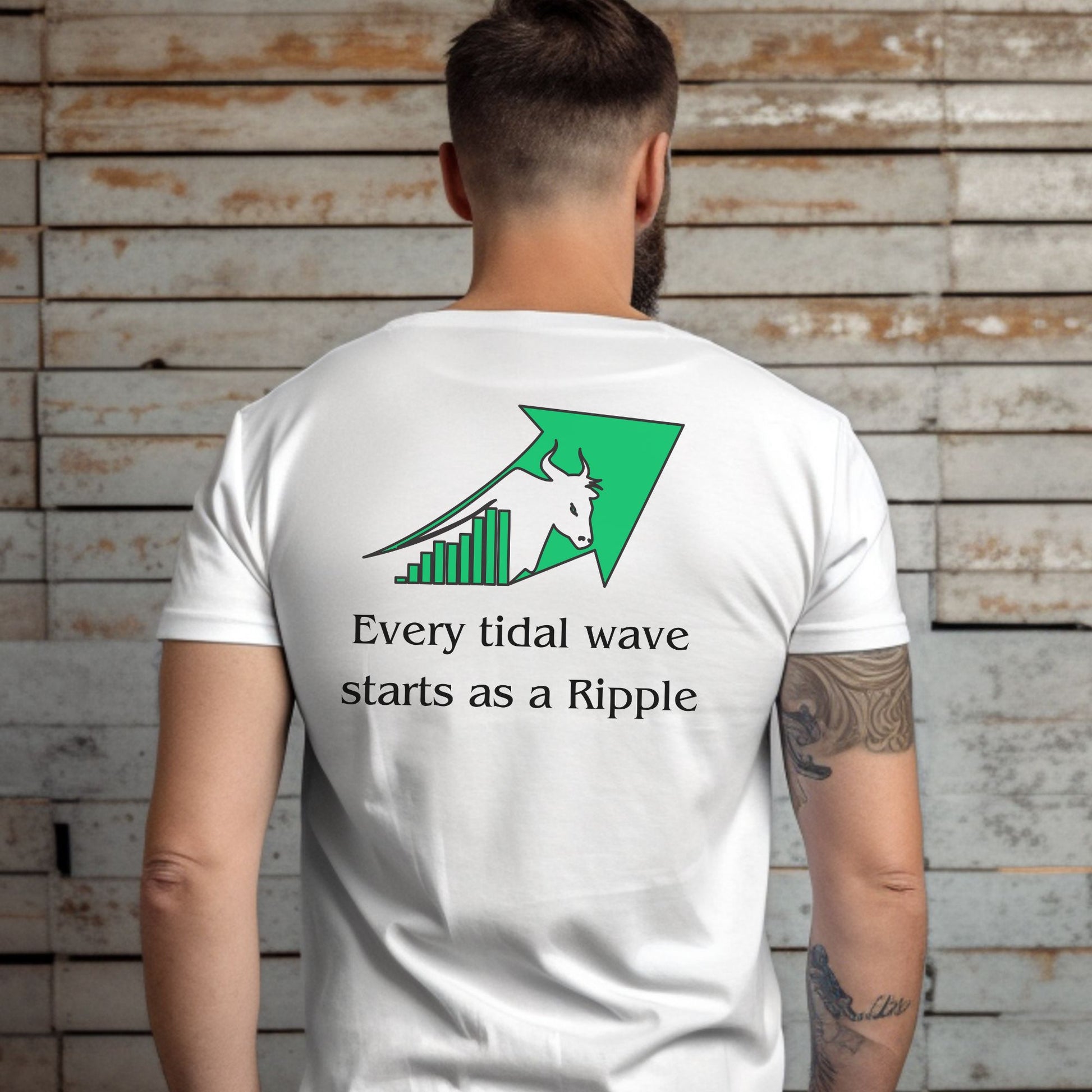 XRP Ripple - Every tidal wave Starts as a Ripple - White Short Sleeve Shirt - Back