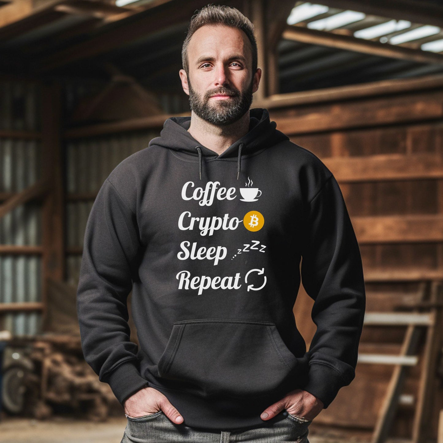 Coffee, Crypto, Sleep, Repeat - Bitcoin - Light Weight Hoodie