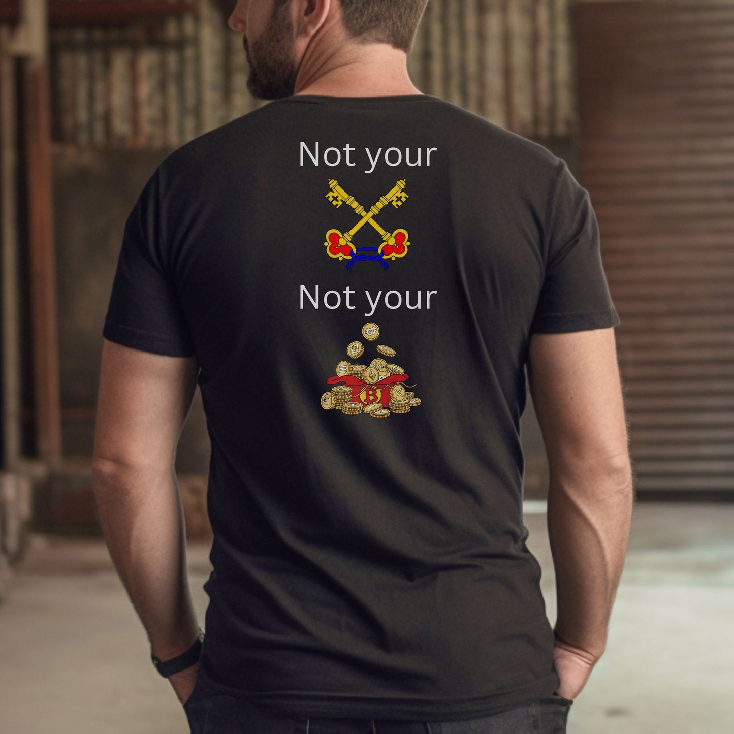 Not Your Keys, Not Your Crypto - Black Short Sleeve Shirt - Back 