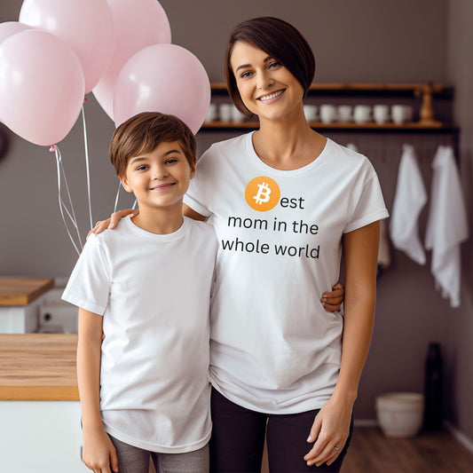 Bitcoin Best Mom in the whole world Short Sleeve white shirt - Mothers day gift, Birthday Gift