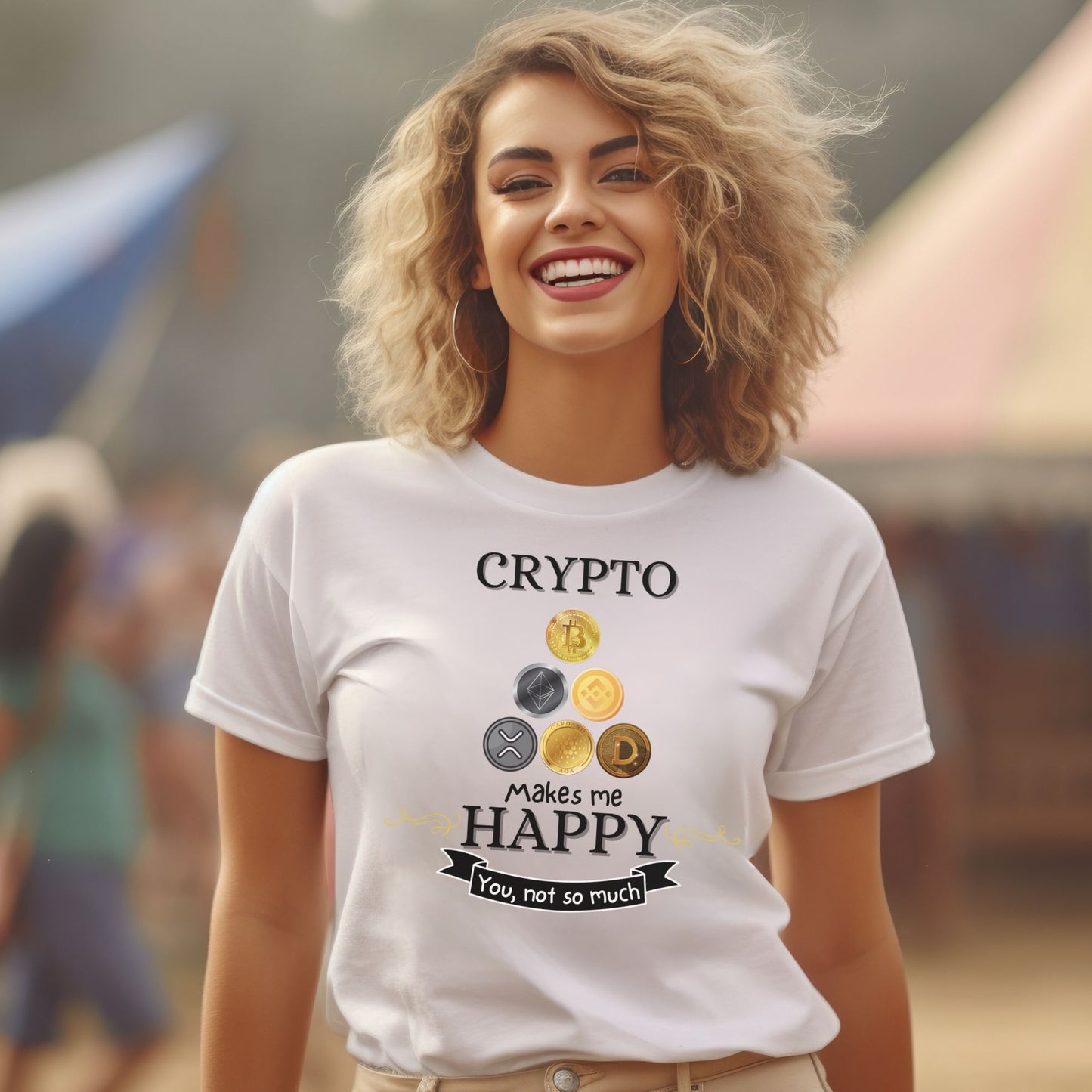 Crypto Makes Me Happy. You, Not So Much - White Short Sleeve Crypto Shirt