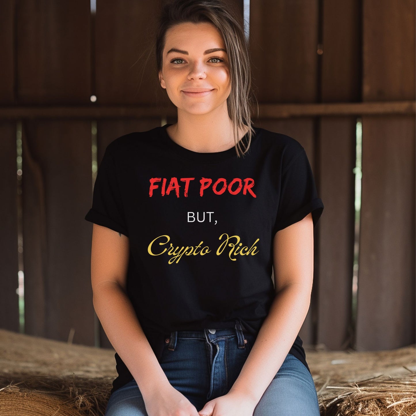 Fiat Poor But, Crypto Rich - Black Short Sleeve Shirt