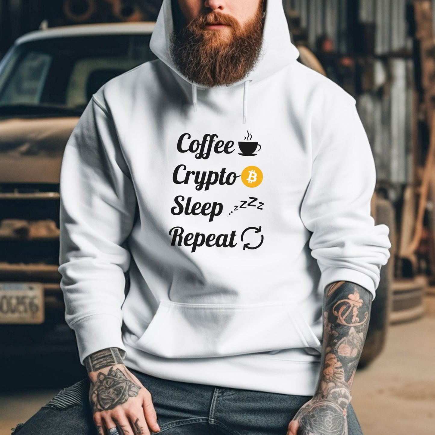 Coffee, Crypto, Sleep, Repeat - Bitcoin - Light Weight Hoodie