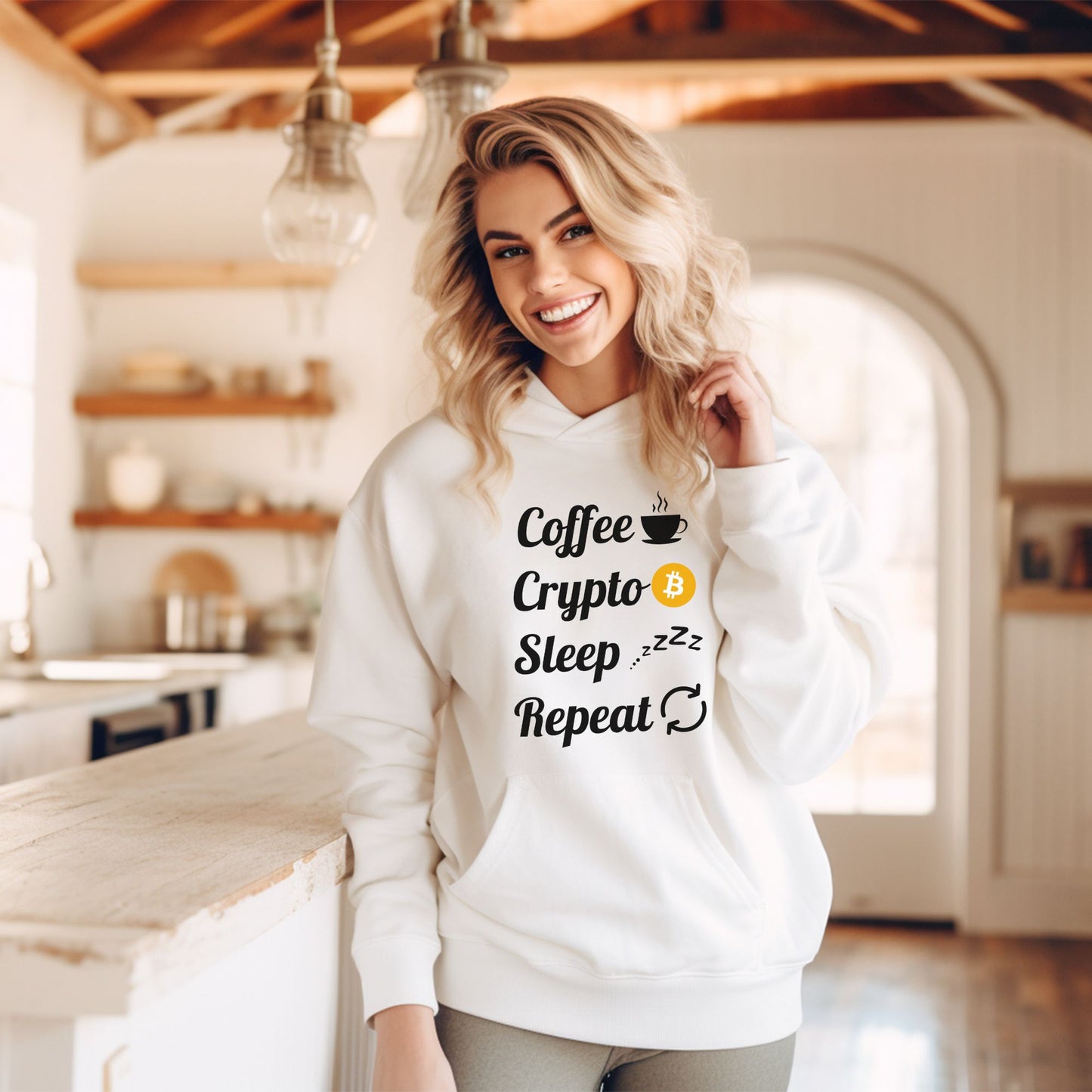 Coffee, Crypto, Sleep, Repeat - Bitcoin - Light Weight Hoodie