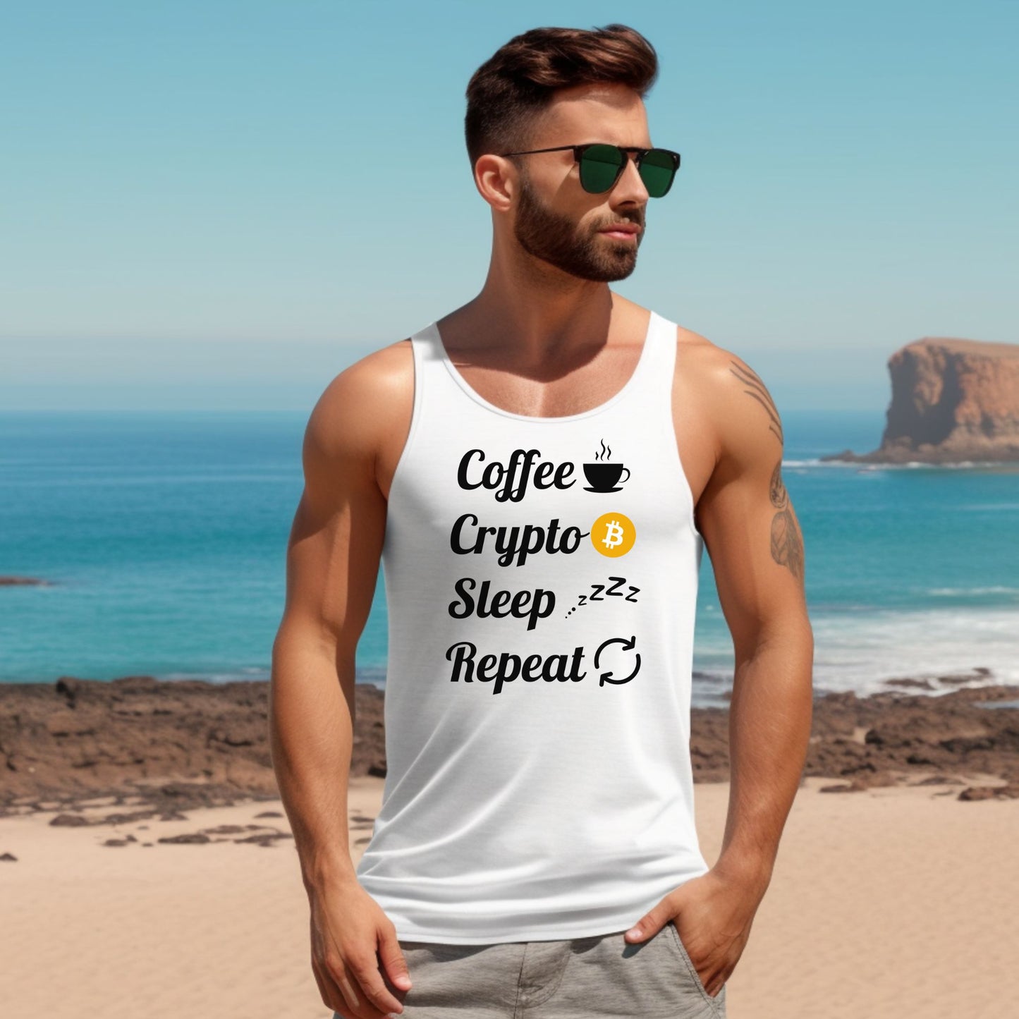 Coffee, Crypto, Sleep, Repeat - Bitcoin - Tank Top