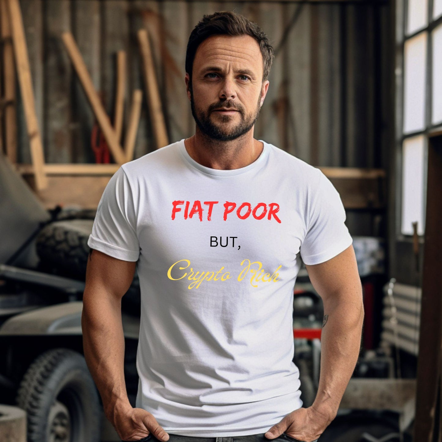 Fiat Poor But, Crypto Rich - White Short Sleeve Shirt