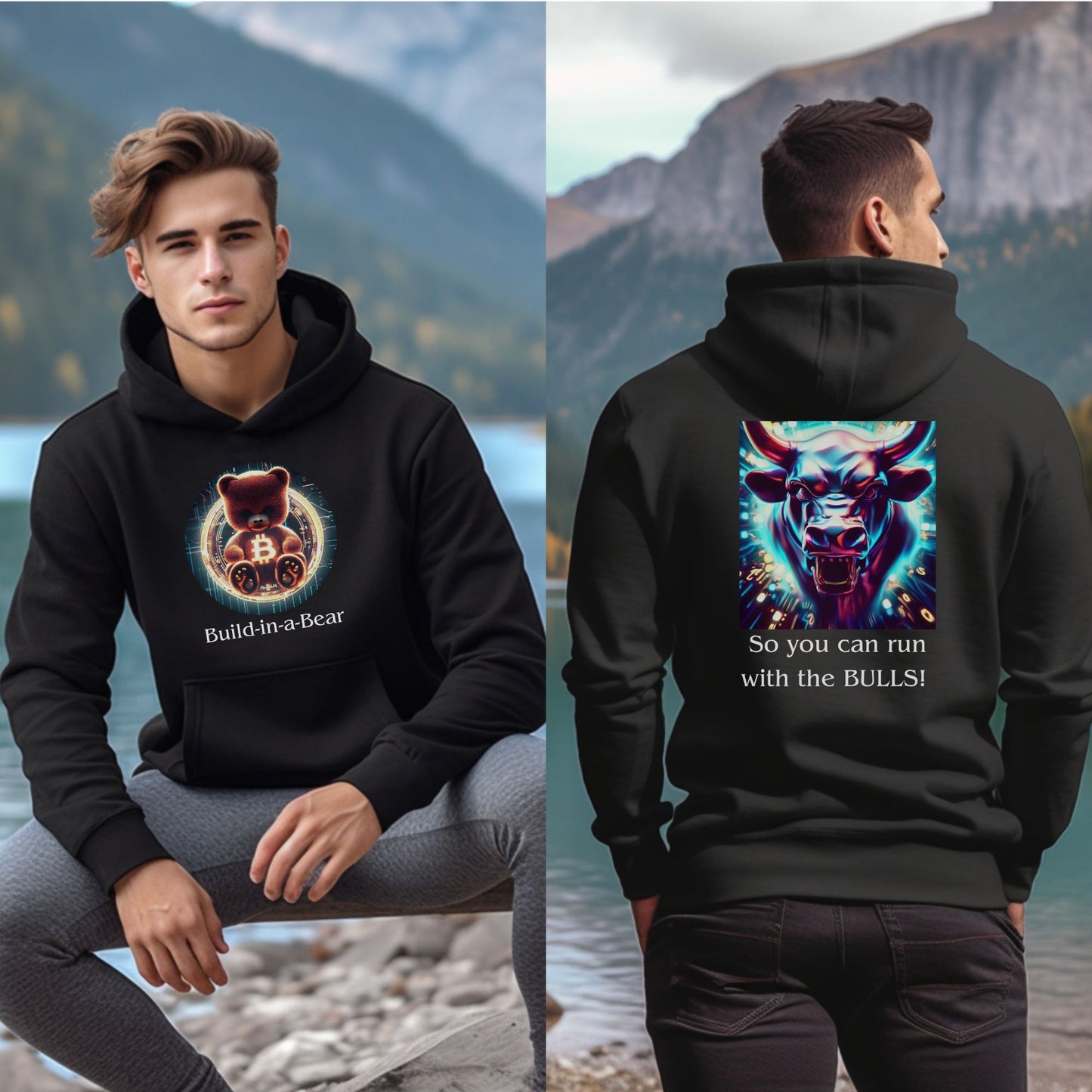 Build-in-a-Bear, so you can run with the Bulls - White Light Weight Hoodie - Front and Back