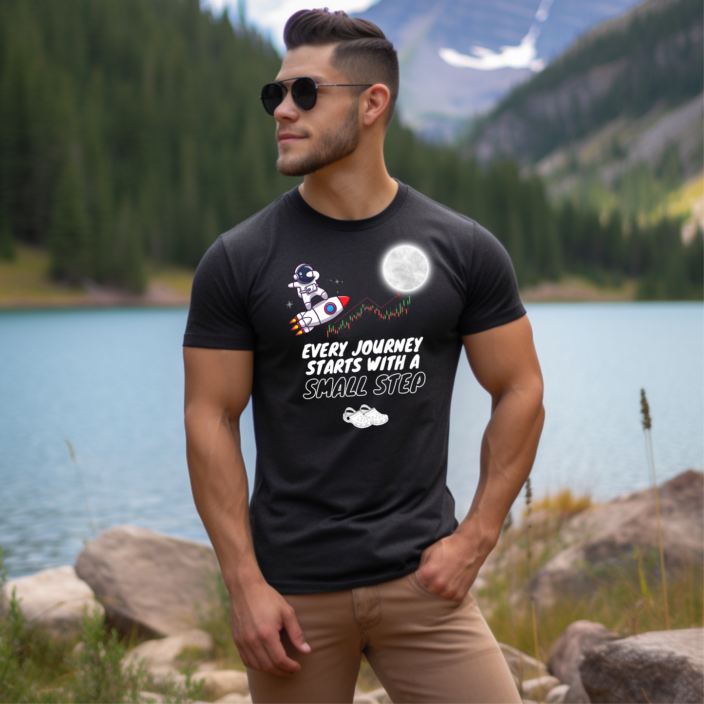 Every Journey Starts with A Small Step - Dark Gray Heather Short Sleeve Shirt