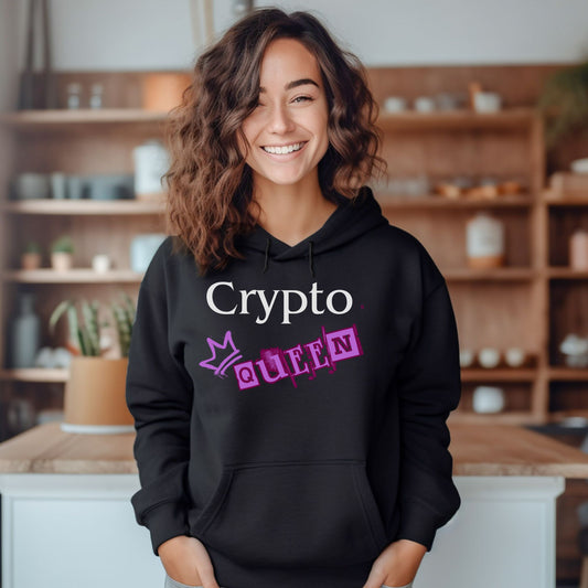 Crypto Queen - Punk/Graffiti - Black Light Weight Hoodie