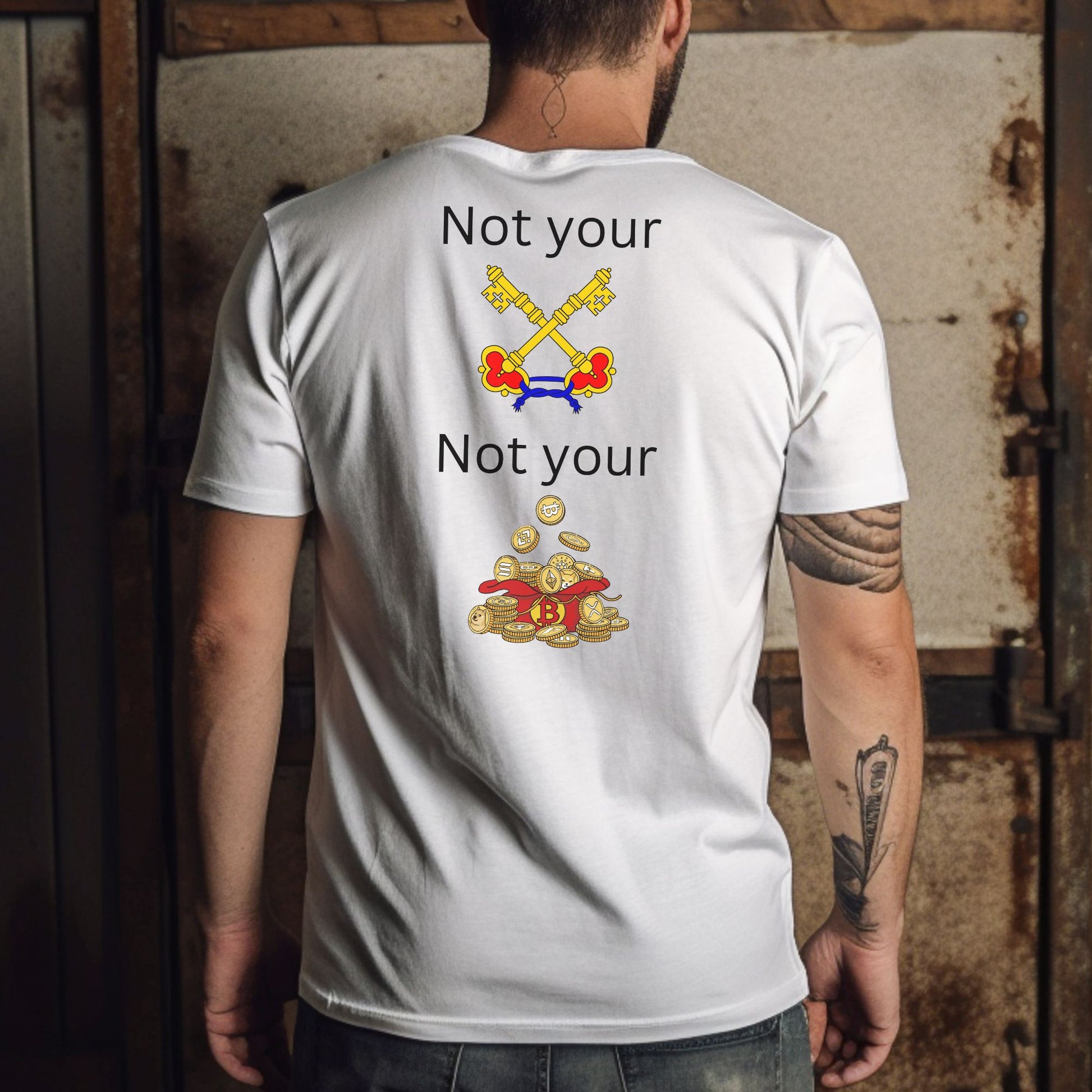 Not Your Keys, Not Your Crypto - White Short Sleeve Shirt - Back 