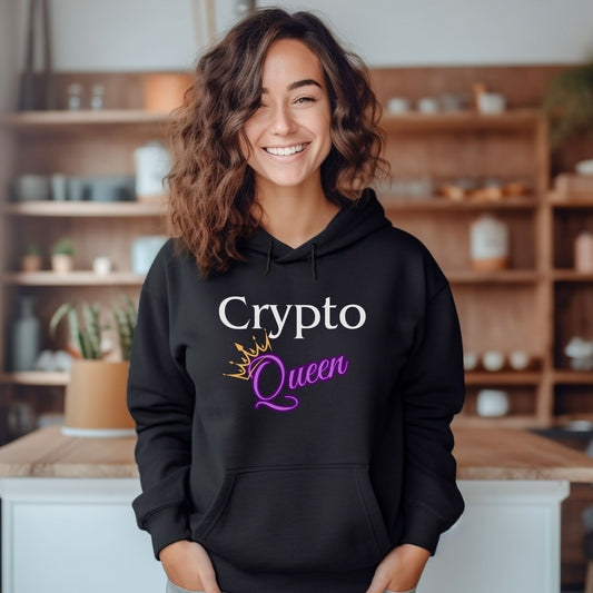 Crypto Queen - Classic - Black Light Weight Hoodie