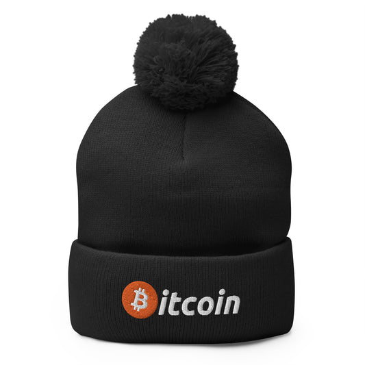 Bitcoin w/ Logo - Pom-Pom Beanie